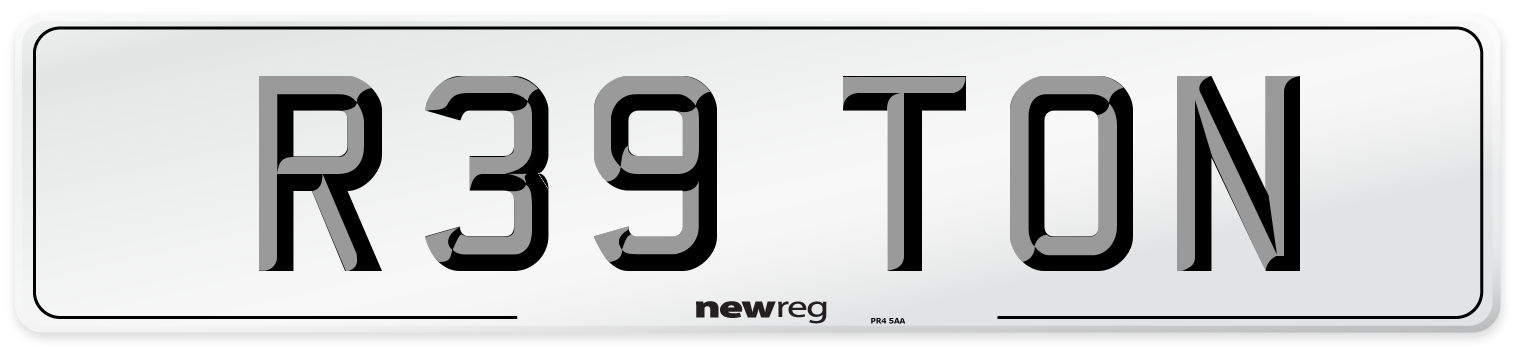 R39 TON Number Plate from New Reg